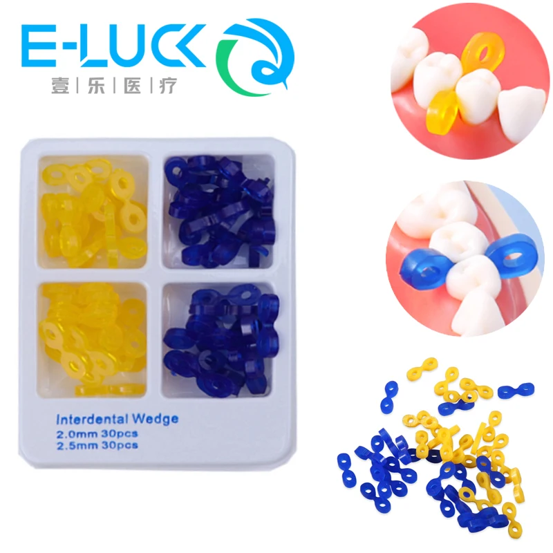 60Pcs/Box Interdental Wedge Dental Elastic Fixing Wedge Teeth Separator Rubber M