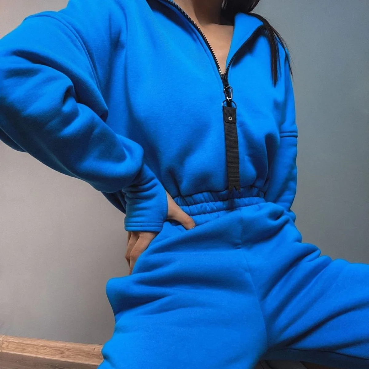 2024 ladies fall and winter one-piece sweatpants suit Zip-up hooded Jumpsuits tr