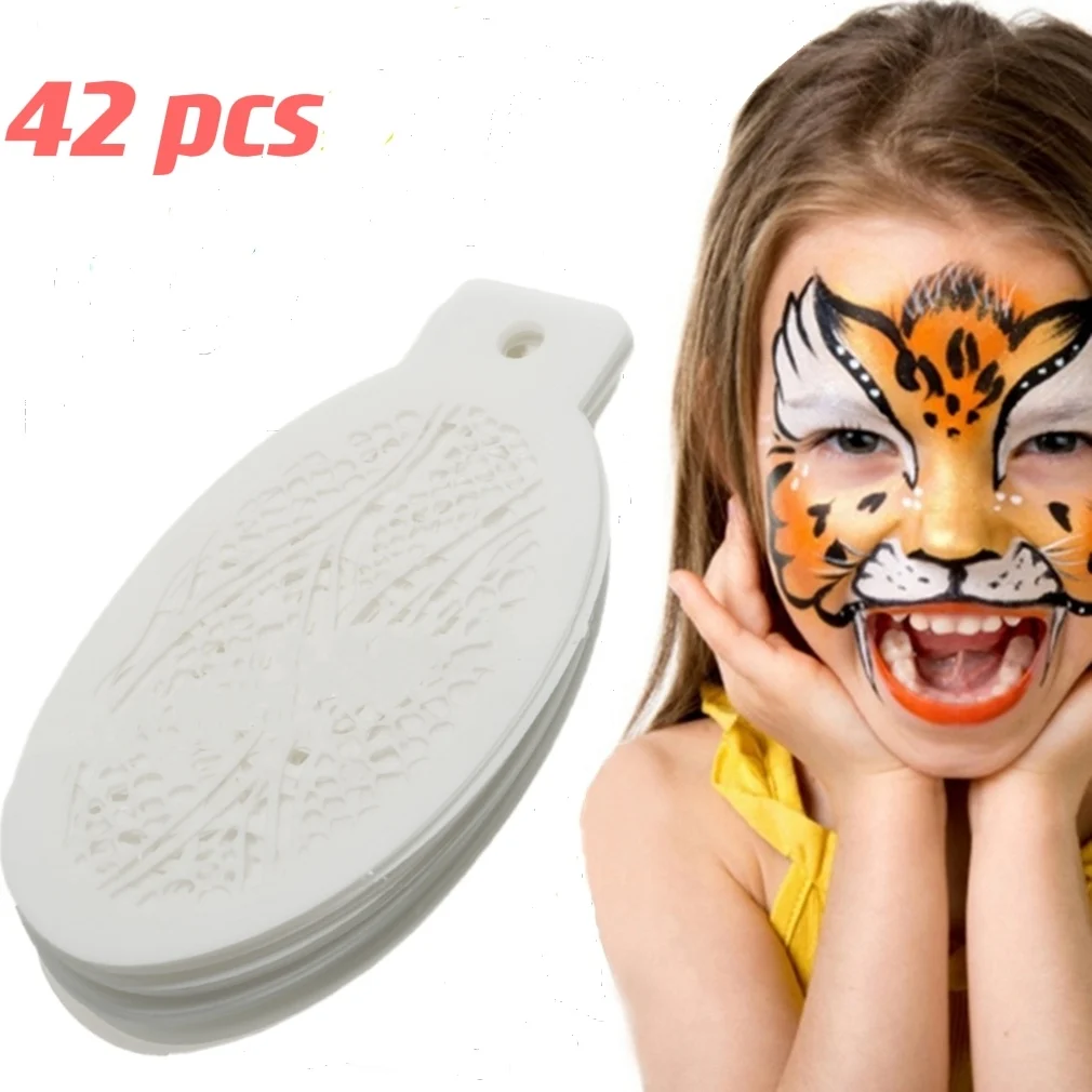 New White 42Pcs/set Face Painting Stencils Templates Professional Body Art Angel