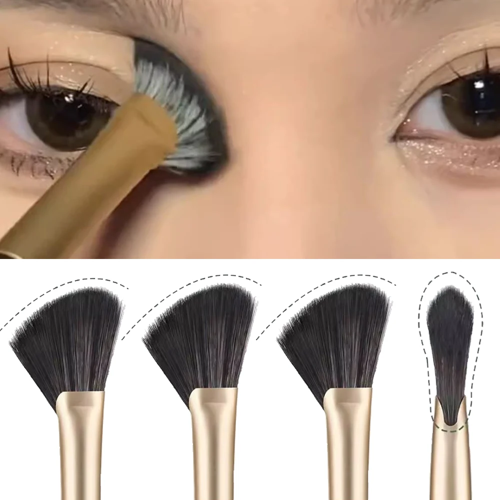 2PCS Nose Shadow Brush Fan-shaped Ultra-fine Contour Highlighter Brush Powder Ey