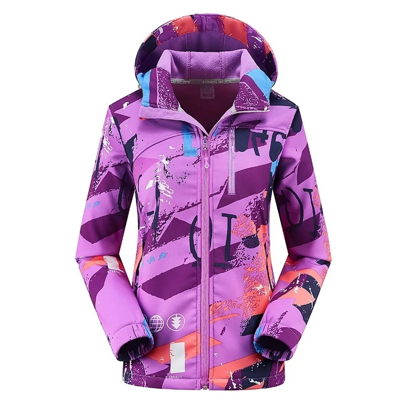 Women Windbreaker Hooded Climbing Camping Hiking Softshell Jackets Waterproof Wi