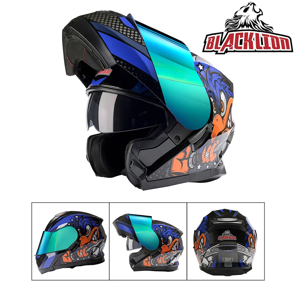 Racing Modular Motorcycle Helmets Flip Up Double Lens Cascos Para Moto Motocross