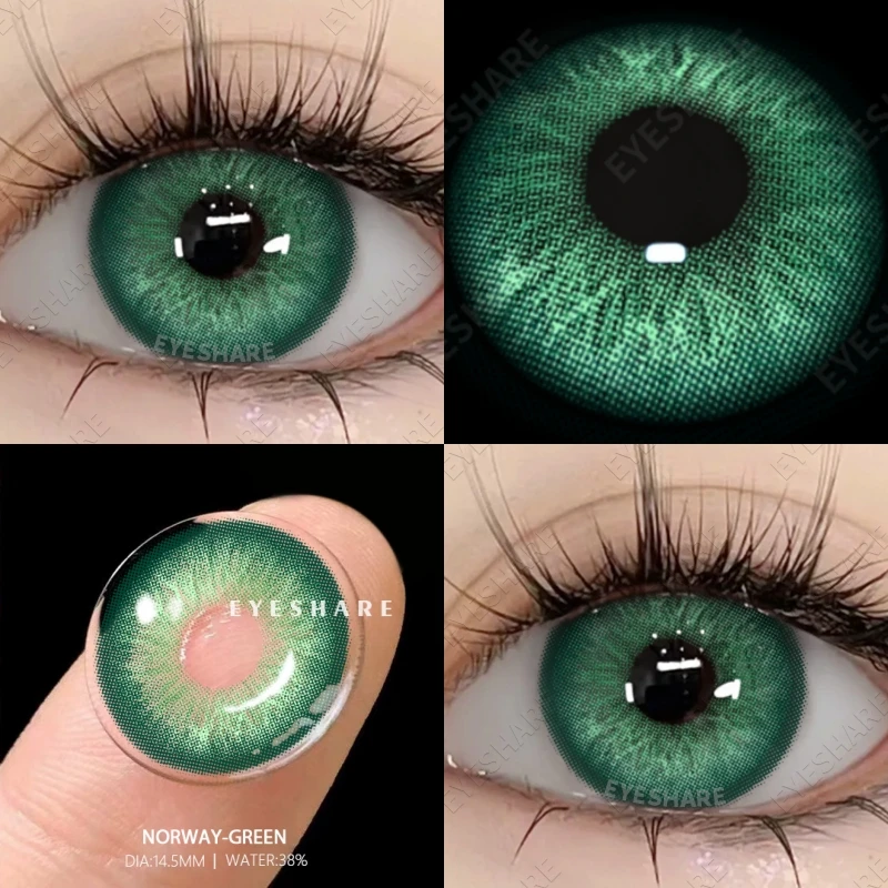 AMARA Color Contact Lenses For Eyes 1pair Yearly Natural Eye Green Color Lens Co