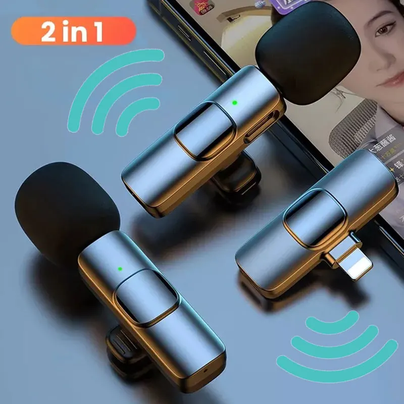 Wireless Lavalier Microphone Audio Video Recording Mini Microphone for iPhone An