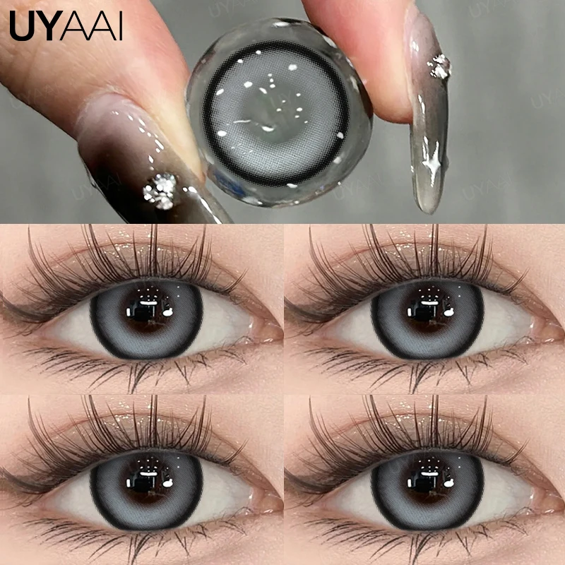 UYAAI 0 to -8.00 Degree Colored Contact Lenses for Eyes Gray Colored Lens with D