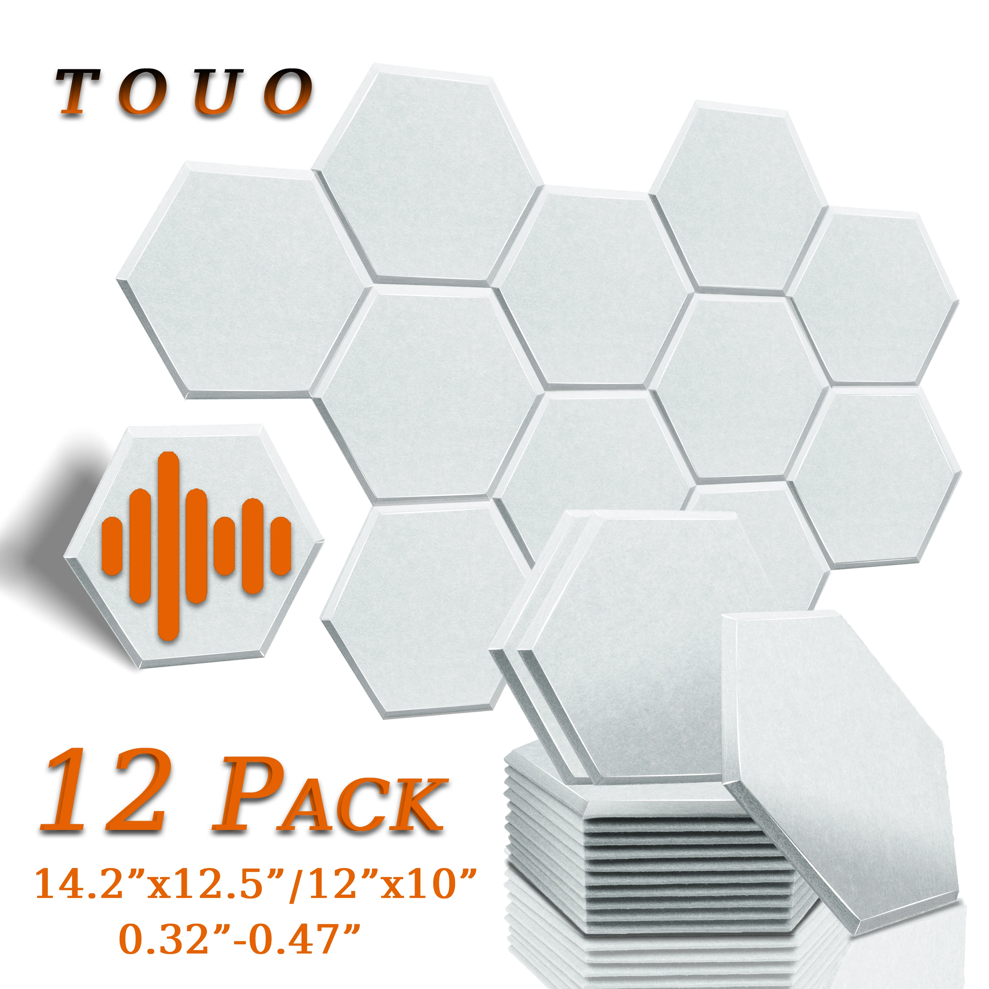 TOUO High Density Acoustic Panel 12pcs Soundproofing Panels Studio Acoustic Trea