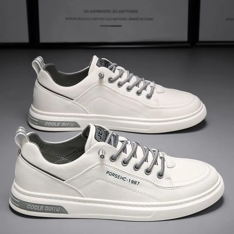 Men's Casual Leather Sneakers Waterproof Vulcanized Shoes Men 2023 Comforthable 