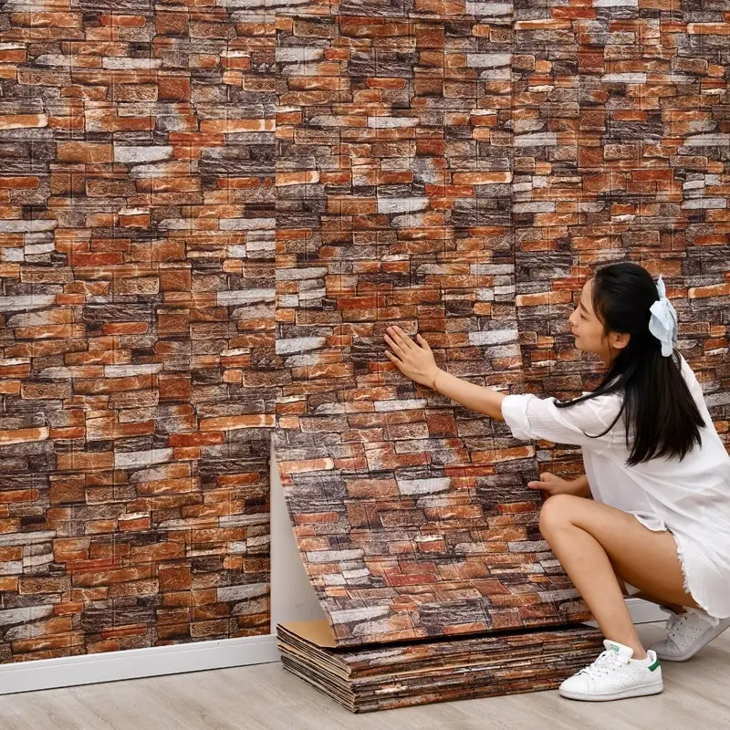 77cm*70cm 3D Wall Sticker Imitation Brick Bedroom Home Decor Waterproof Self-Adh