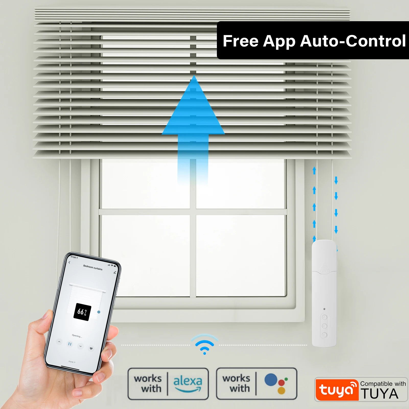 Tuya WiFi Smart Motorized Chain Roller Blinds Pull Bead Curtain Motor Work For A