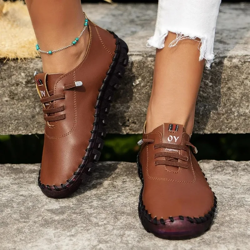 2024 New Spring Cycling Sneaker Platform Loafers 2024 Lace Up Leather Flats Slip