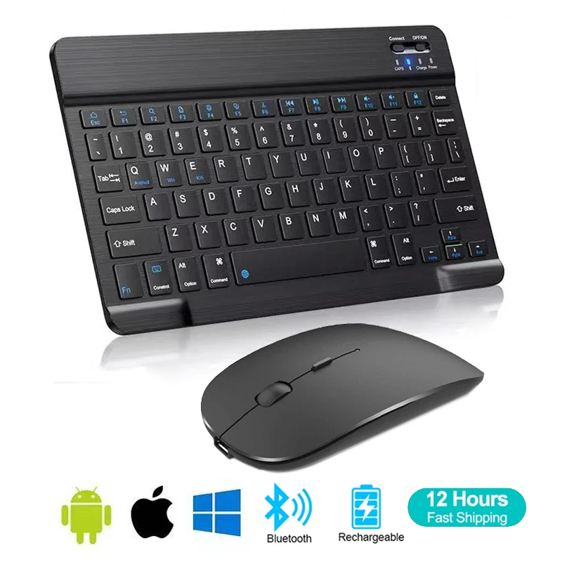 Mini Bluetooth Keyboard Wireless Keyboard Rechargeable For Phone Tablet Russian