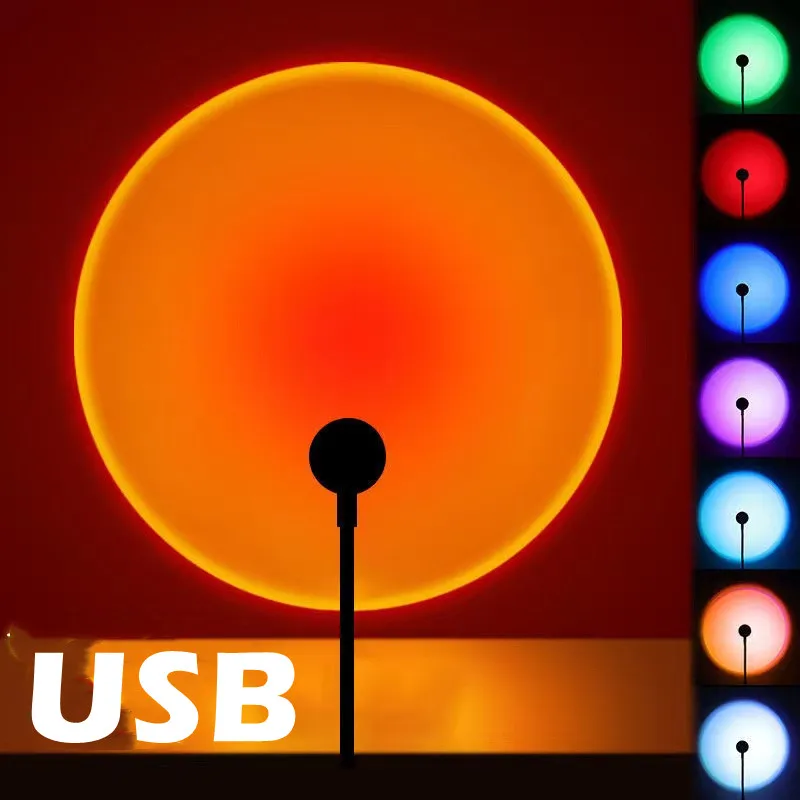RnnTuu Led USB Sunset Lamp Projector Home Decor Night Light Portable Mood Light 