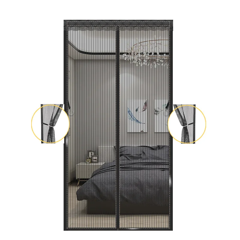 Magic Mesh Magnetic Screen Door Mesh Curtain Mosquito Net Bug Hands Free Partiti