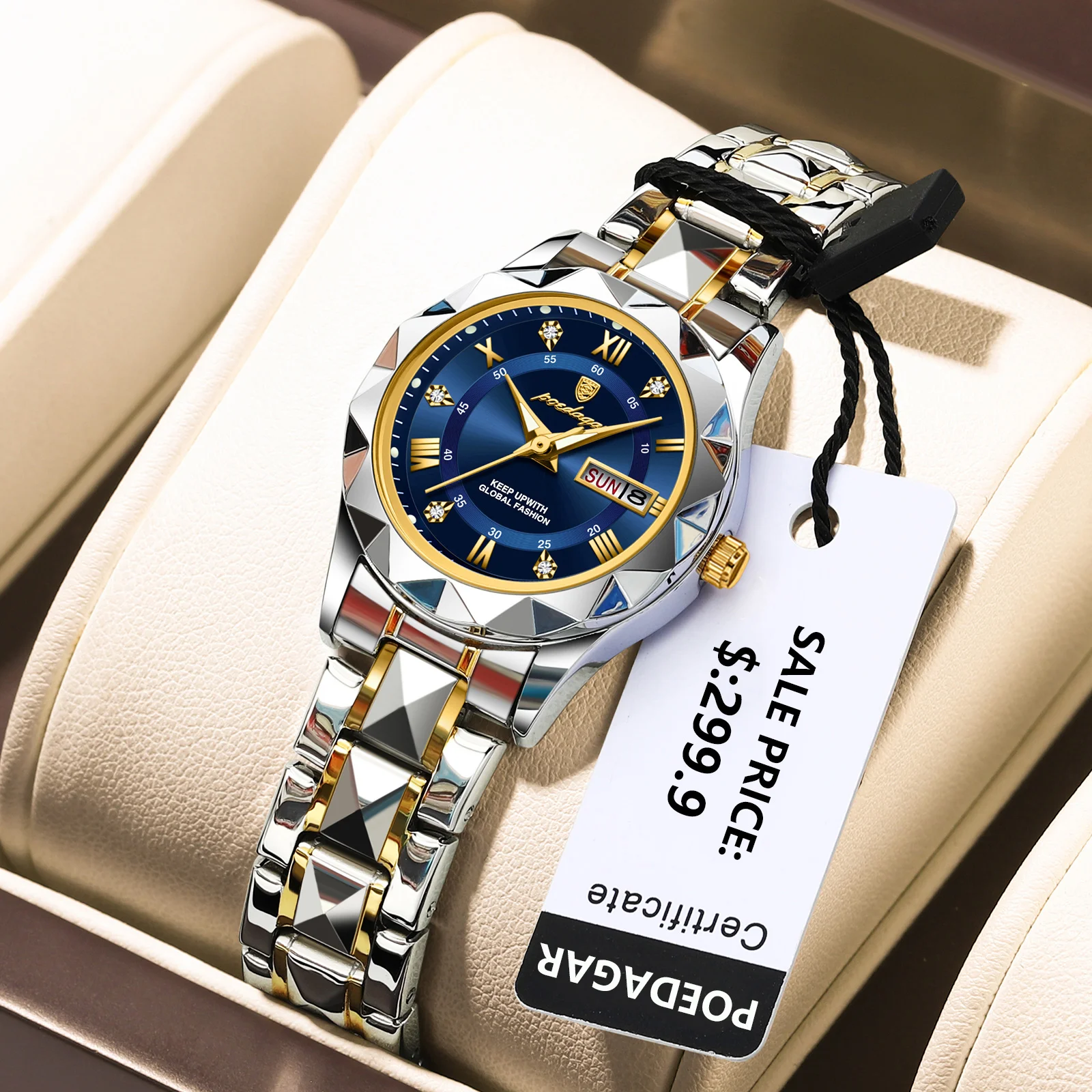 POEDAGAR Luxury Ladies Dress Watch Luminous Waterproof Week Date Woman Wristwatc