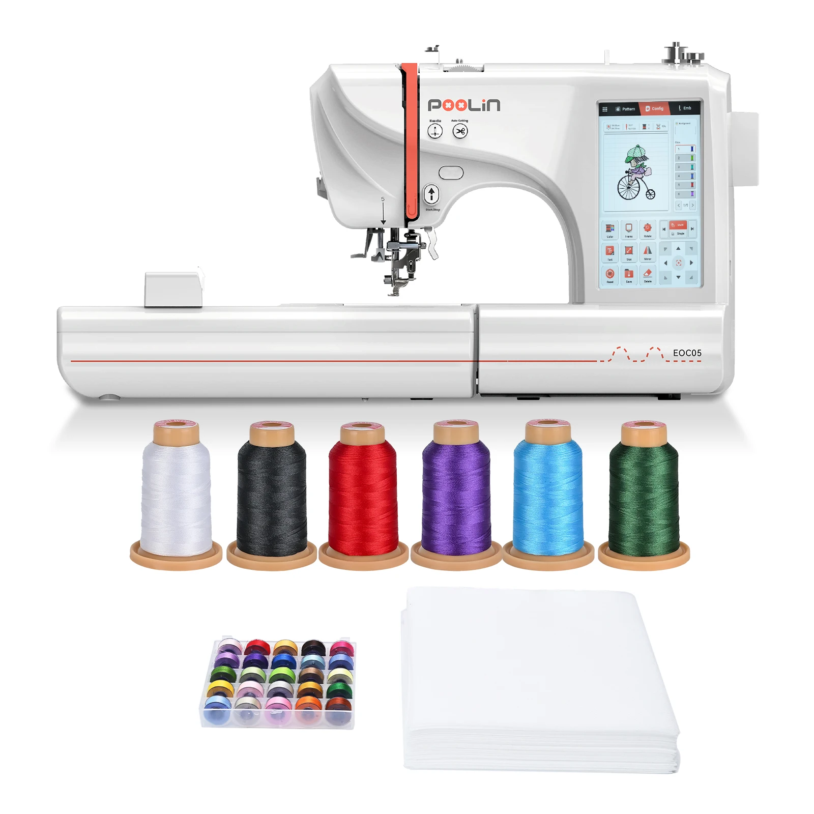 POOLIN Embroidery Machine 4" x 9.2" Area Household For Clothing Computerized Mac