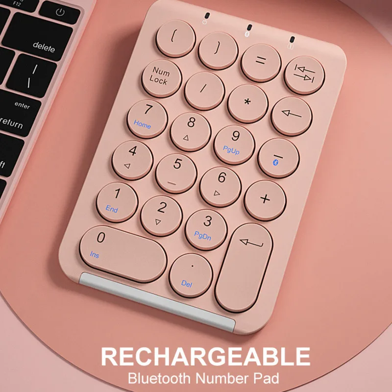BOW 22 Keys Wireless Number Pad Rechargeable Bluetooth Numeric Keypad Round Keyc