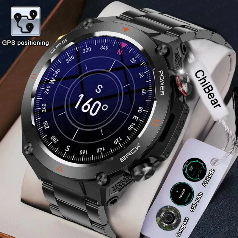 For Huawei Xiaomi GPS Positioning Smart Watch Men 412*412 HD Display IP68 Waterp
