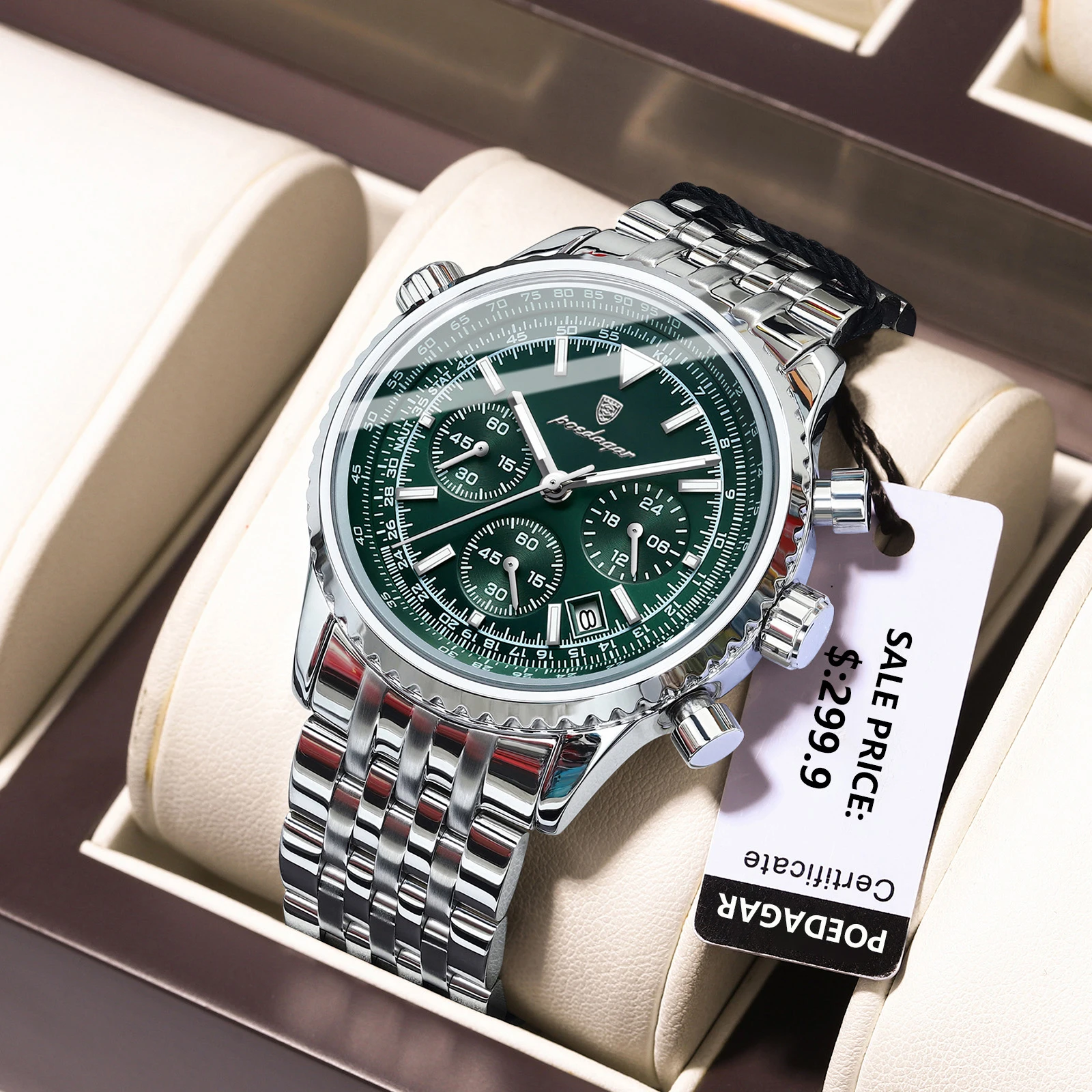 POEDAGAR Luxury Military Watch for Men Waterproof Luminous Date Chronograph Man 