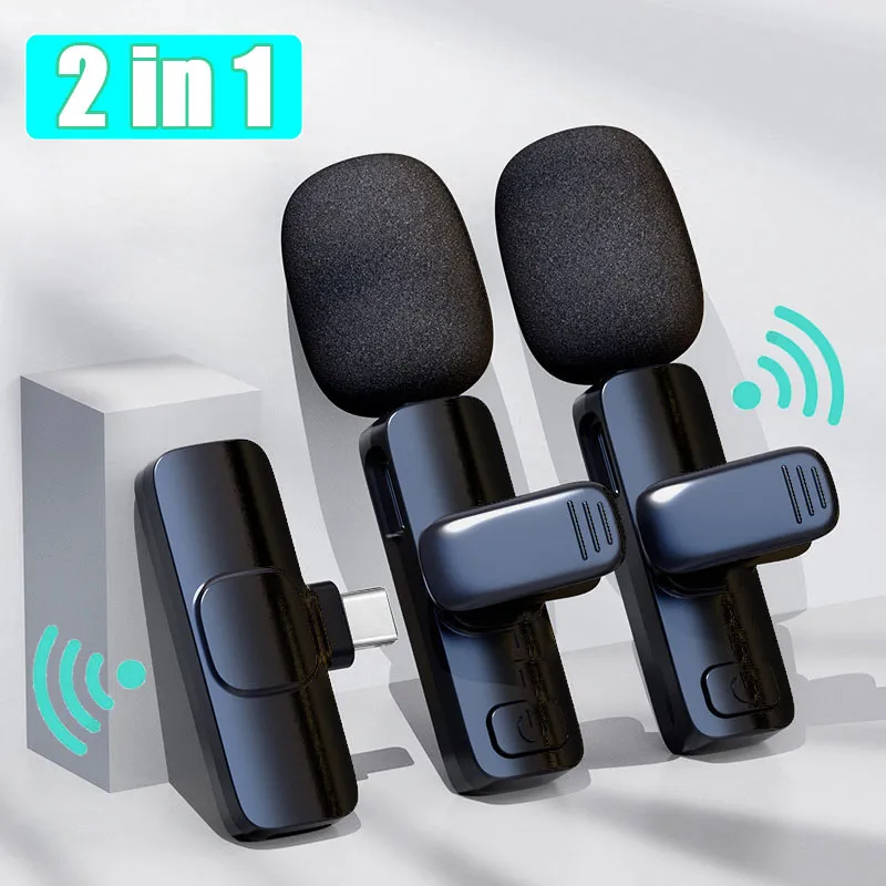 Wireless Lavalier Microphone Portable Audio Video Recording Mini Mic for iPhone 