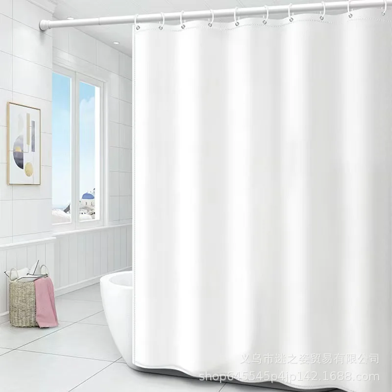 Thickened Anti-mold Bathroom Shower Curtain Solid Color Polyeste Door Currtain C