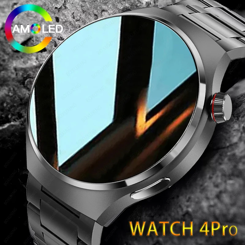 For Huawei Xiaomi NFC Smart Watch Men Watch 4 Pro AMOLED HD Screen Heart Rate Bl