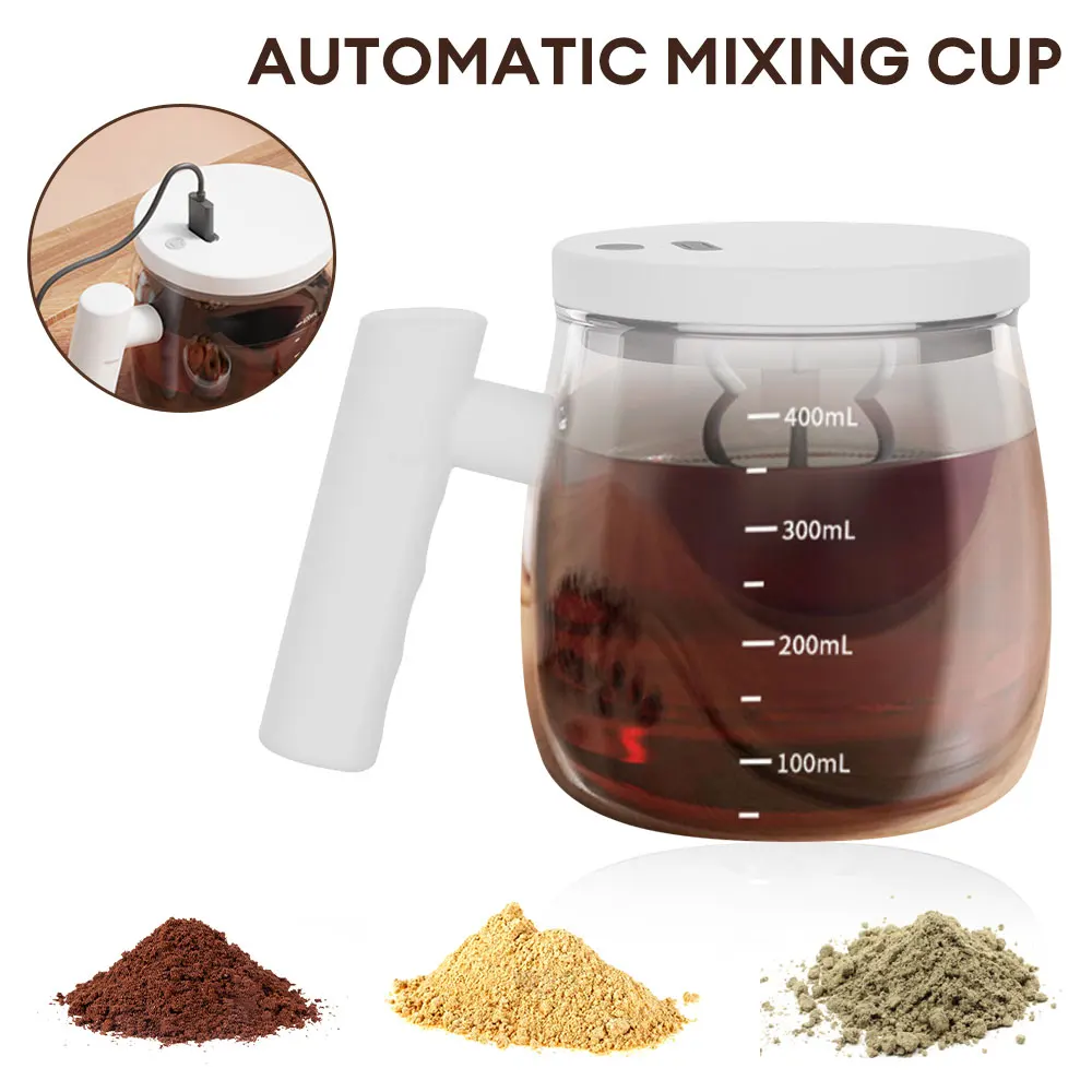 Self Stirring Coffee Cup 400ml Electric Stirring Mug Self Mixing Mug Glass Water