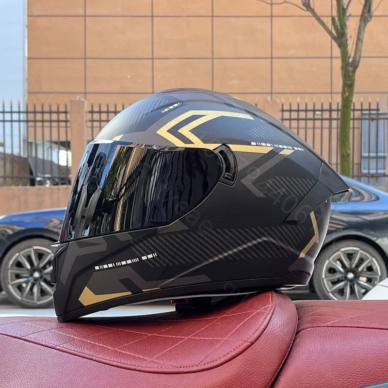 LVS Motorcycle Helmet with Dual Lenses for Men Women Full Face Motocross Helmet 