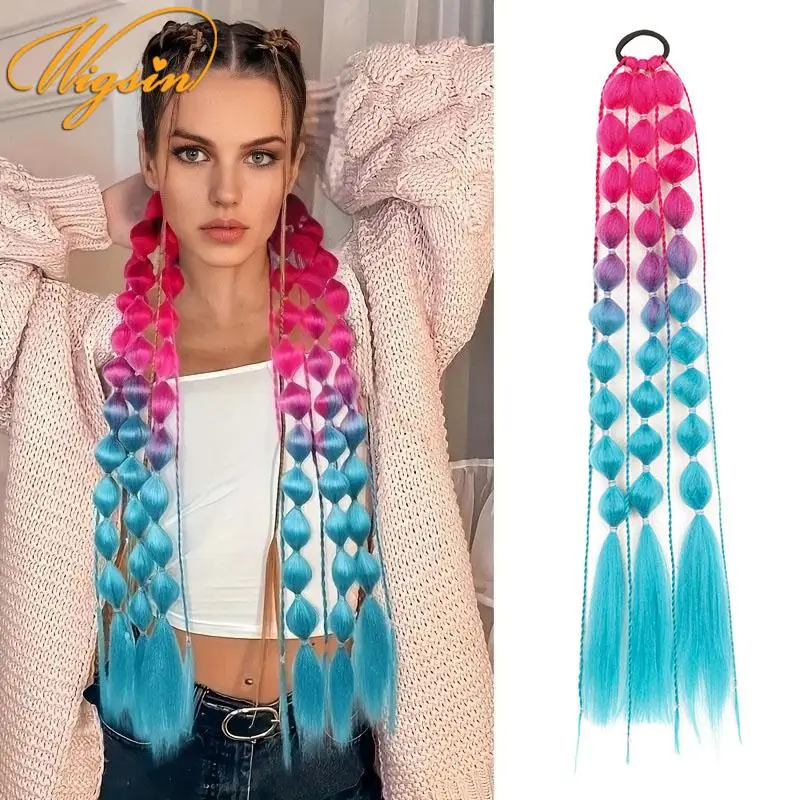 WIGSIN Synthetic 24Inch Omber Long Lantern Bubble Twist Braid Hair Extension Ela