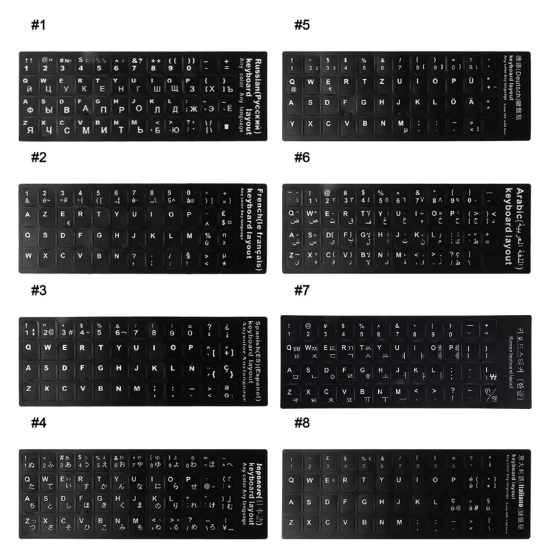Russian French Spanish Japanese German Arabic Korean Letters Stickers Waterproof