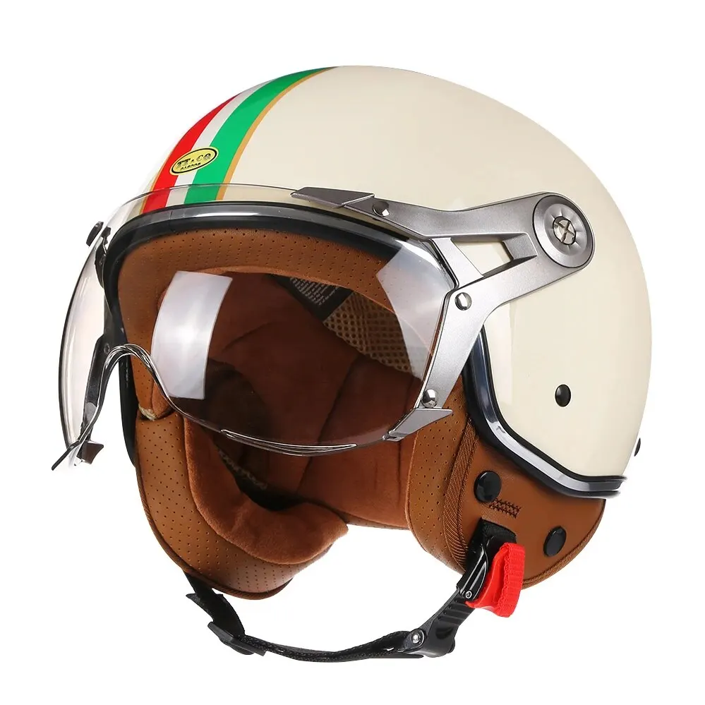 Vintage TT&COCASCOS Motorcycle Helmet Jet with Visor Motorbike Riding 3/4 Open H