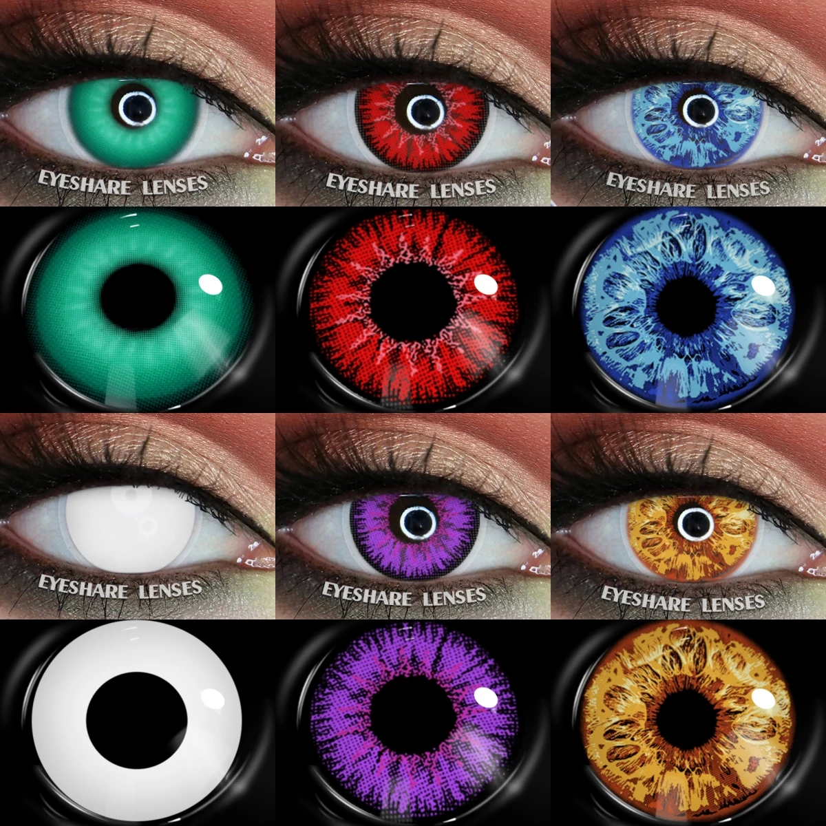 EYESHARE 1pair Halloween Colored Contact Lenses Cosplay White Crazy Contact Lens