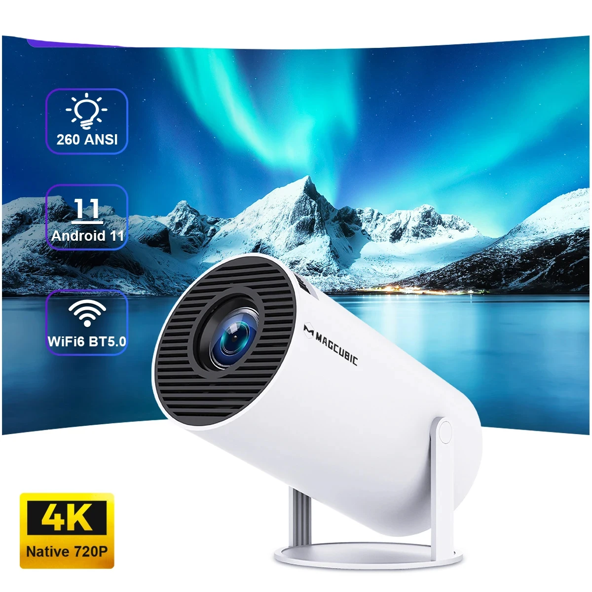 NEW Transpeed Android 11 4K Projector WiFi 6 HY300 Allwinner h713 200ANSI BT5.0 