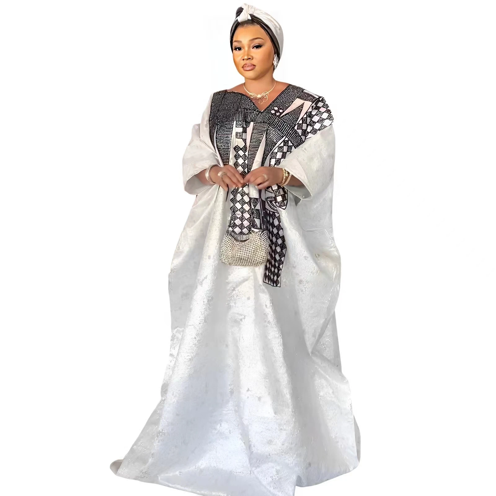 African Dress For Woman Plus Size Dress Bazin Riche Embroidery With Embroidery F