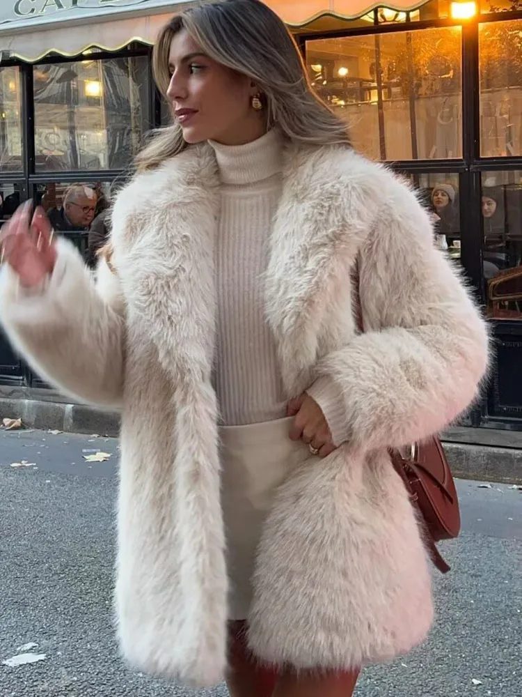 Vintage Woman Faux Fur Coat for WomenLadies Winter Thick Warm Natural Fur New Ou