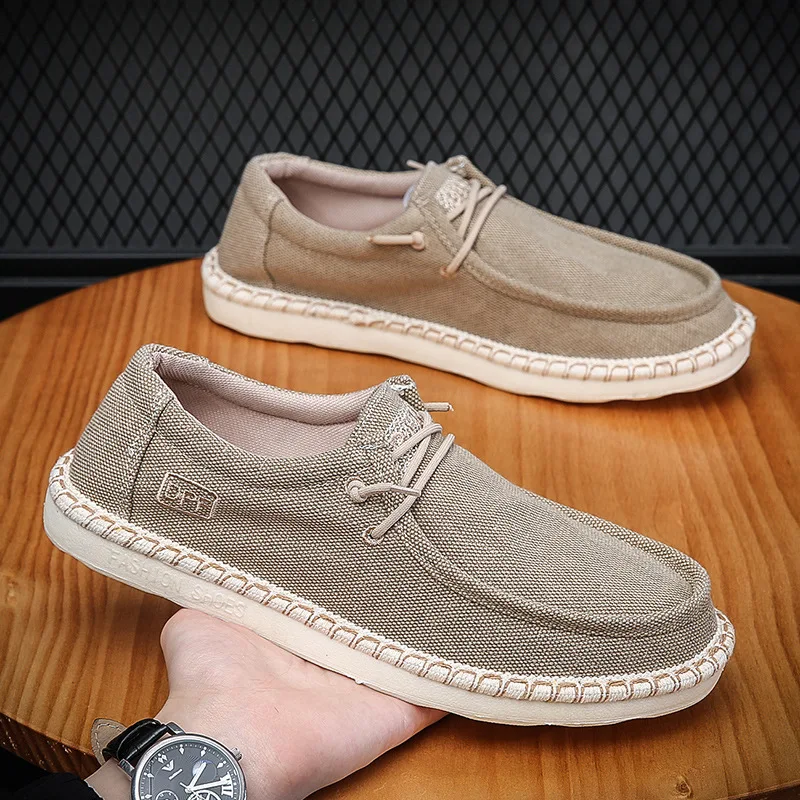 New Men Plus Size Casual Denim Canvas Shoes Flat Vulcanize Shoes Fashion British