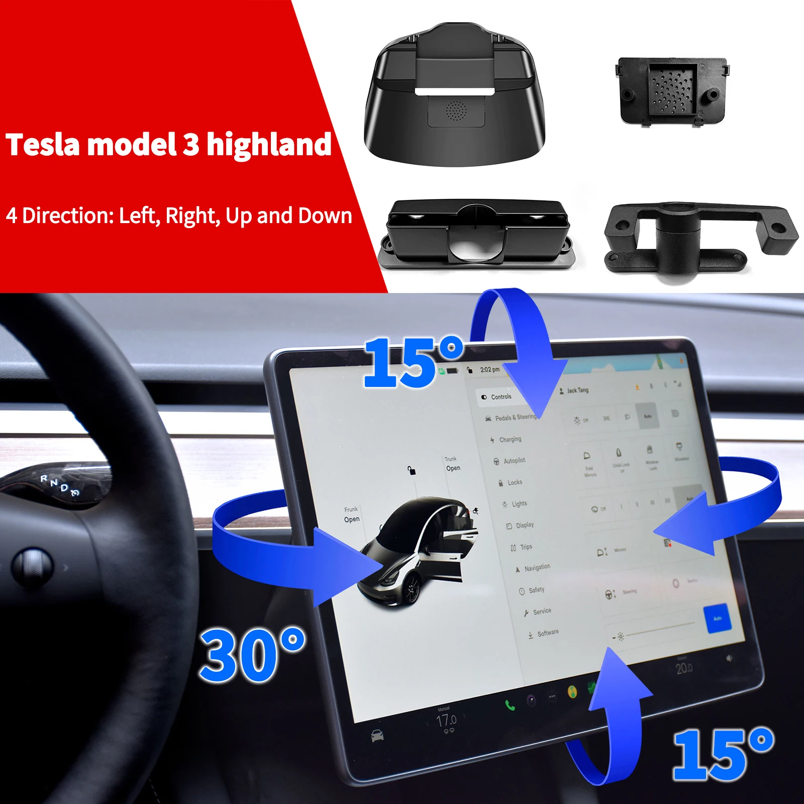 Swivel Mount for Tesla Model 3 highland Tilt Screen Rotate display bracket Model