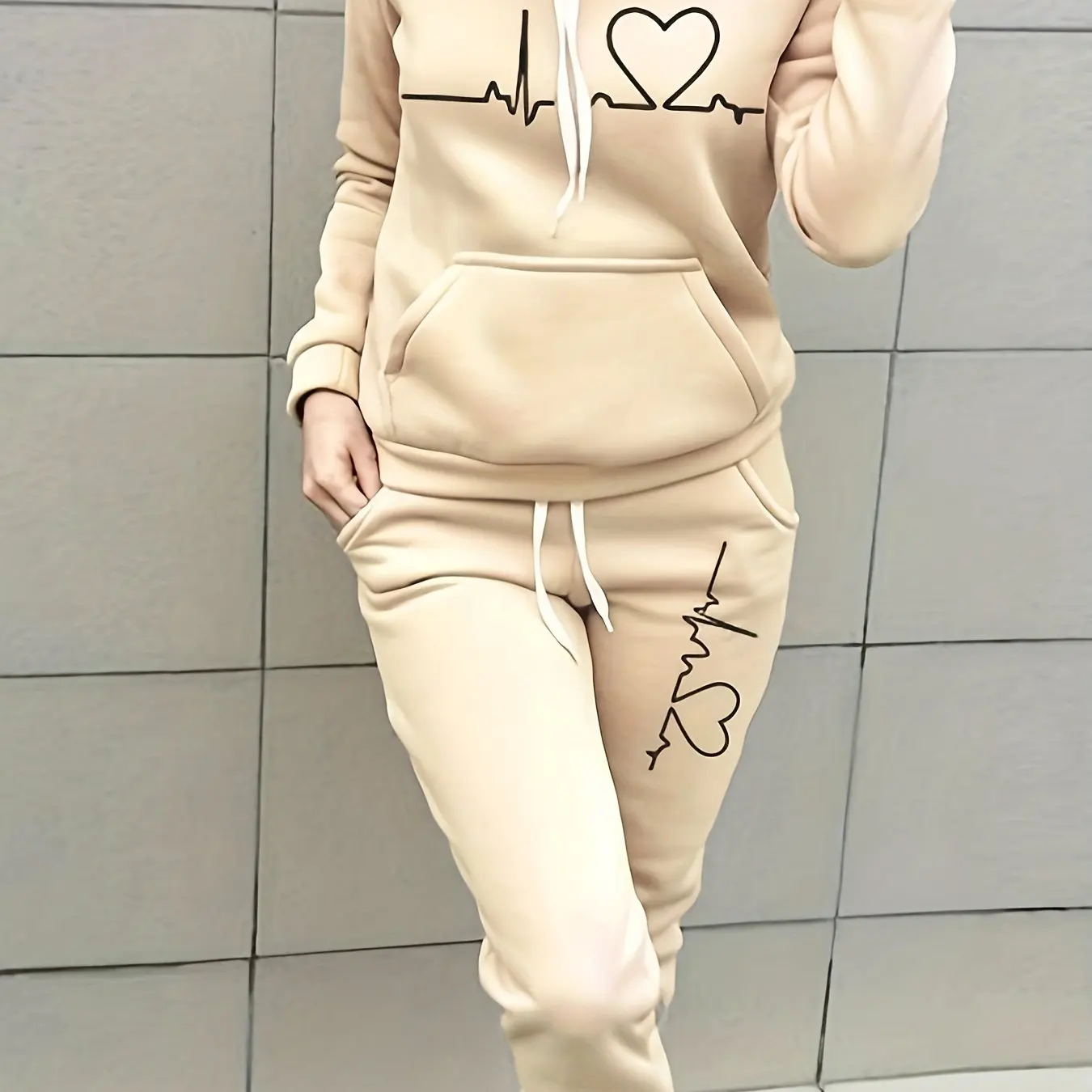 Women Autumn Winter Warm Coat Set Round Collar Plush Outerwear Female Fashion St