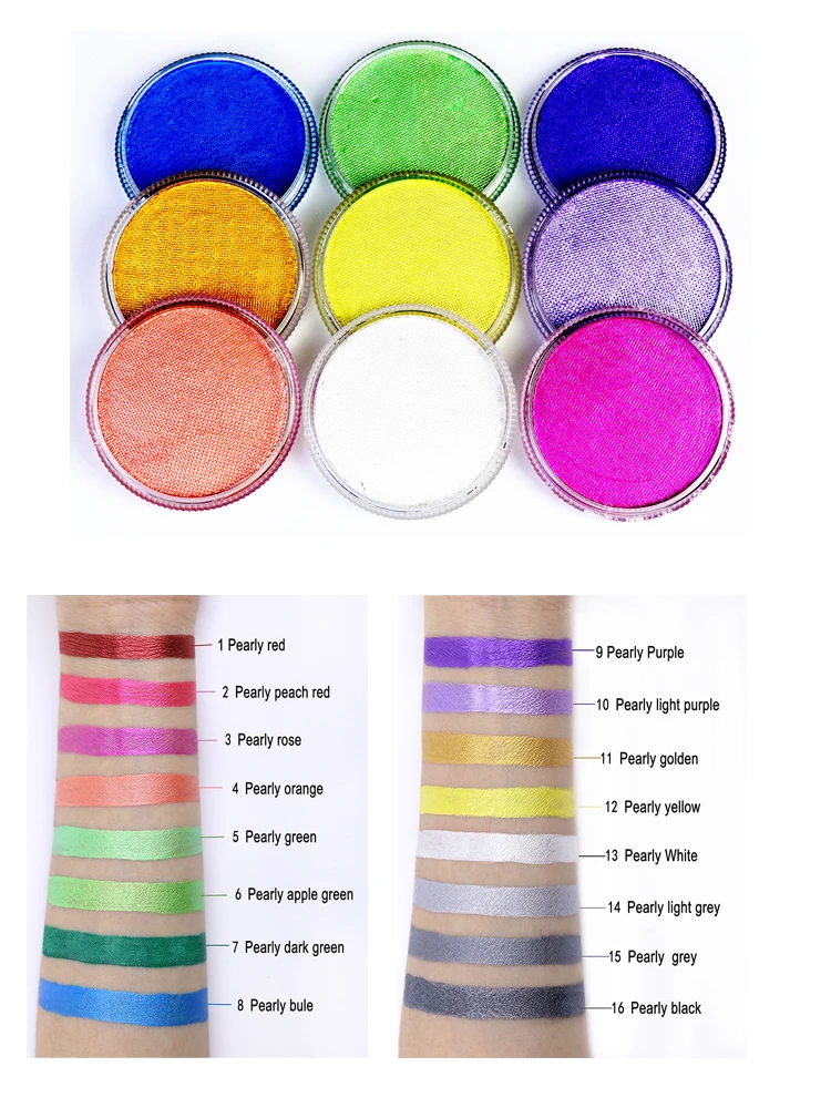 Non Toxic Water Activated Face Paint Makeup Pearly Metallic Color Party Christma