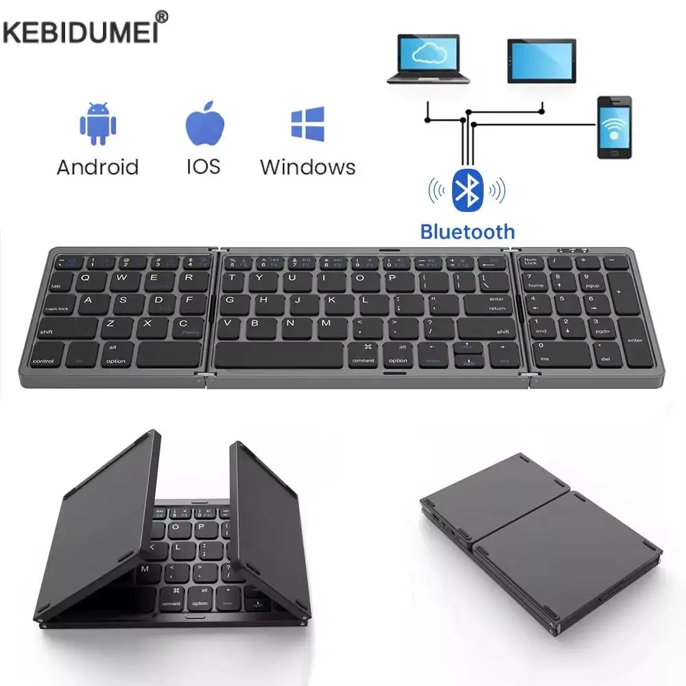 Foldable Wireless Bluetooth Keyboard Rechargeable Folding Keyboard For IPAD Mobi