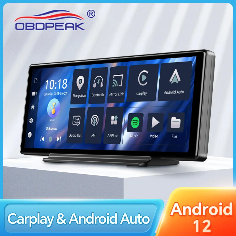 OBDPEAK T30 Car DVR Rearview Mirror Camera WIFI Android 12 Dash Cam GPS Navigati