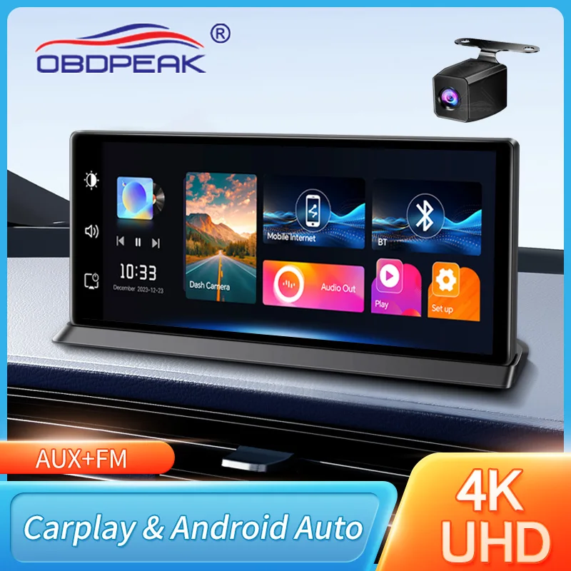 K2 Pro 11.3" Car DVR 4K Camera Wireless Carplay Android auto Ai Screen Dash Cam