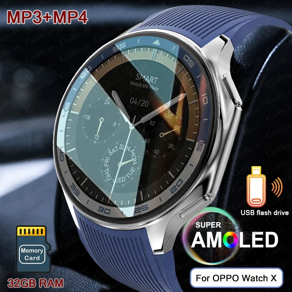 For Huawei Xiaomi New AMOLED Smart Watch Men 466*466 HD Display 32G Memory Music
