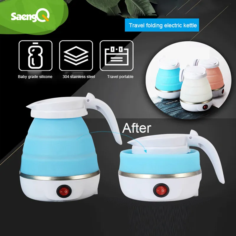 saengQ Travel Household Folding Kettle Silicone304 Stainless Steel Portable Kett